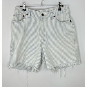 Vintage Levi’s Striped Cutoff Denim Shorts High Rise Button Fly Womens Size 13